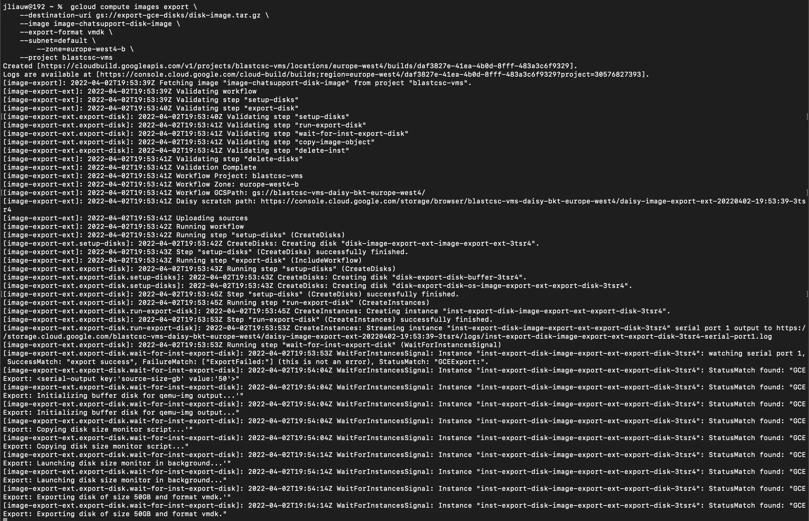 Export Google Cloud Compute Engine disk to VMware Disk